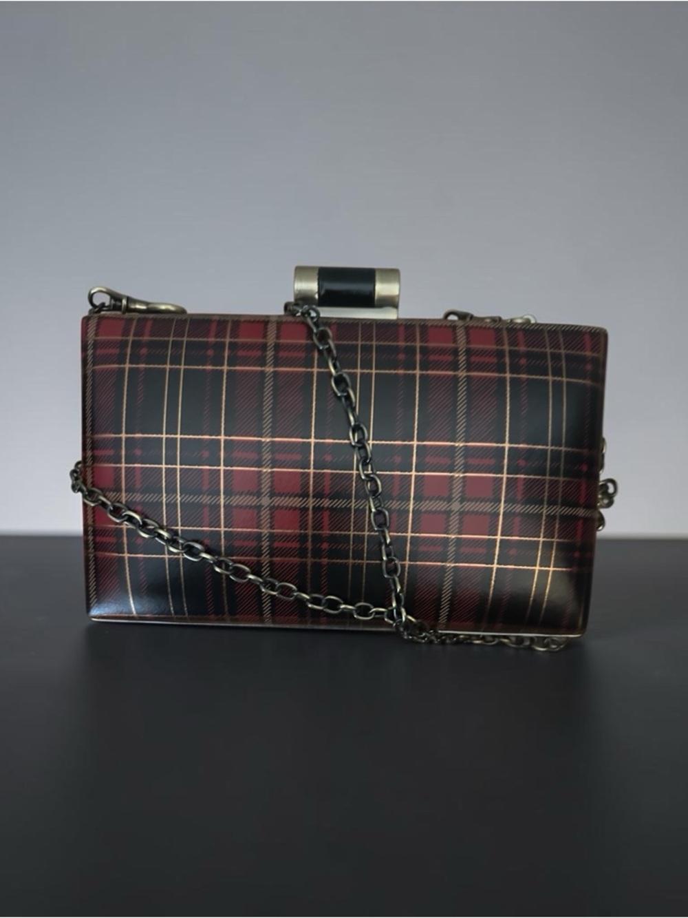 Patricia Nash Alora Tartan Plaid Leather Frame Clutch Crossbody Chain Bag - Picture 4 of 11